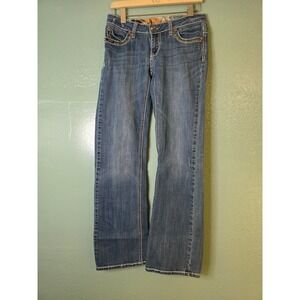 Adiktd Jeans Bootcut Blue Rainbow Stitch Embroidered W28 L33